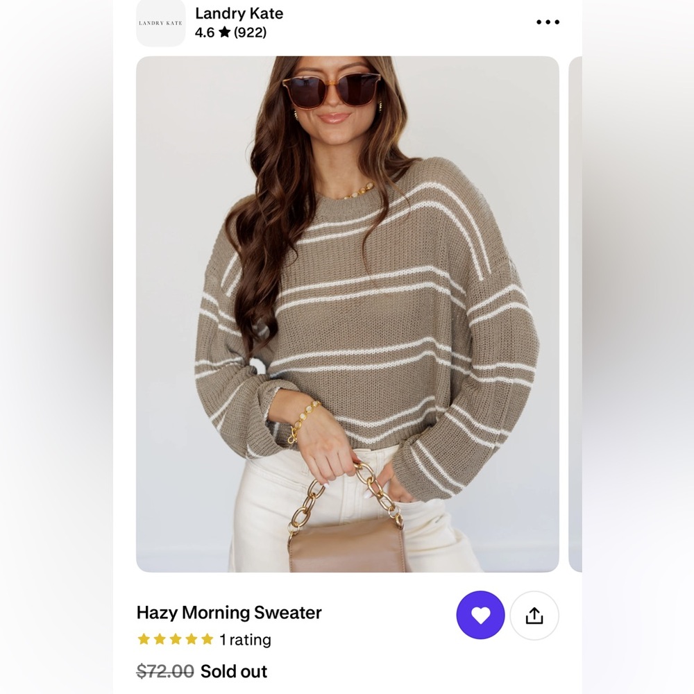 Landry Kate Brown Striped Sweater